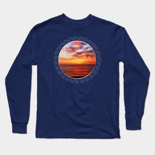 Sunset to Twilight Over The Ocean Abstract Nature Art Long Sleeve T-Shirt